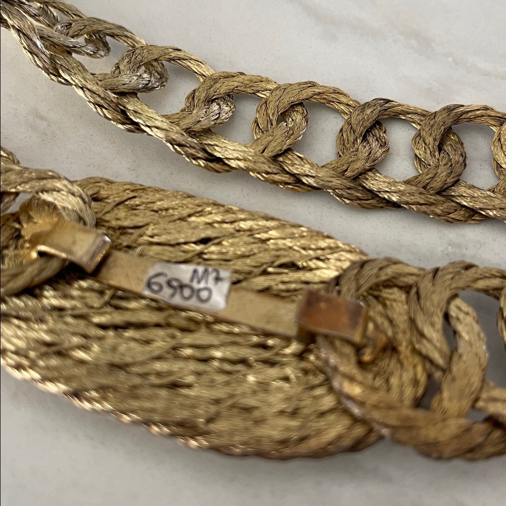 Vintage 50s 60s Braided Wire Metal Rope Chain Link gold tone metallic Belt 34 L - Picture 15 of 17